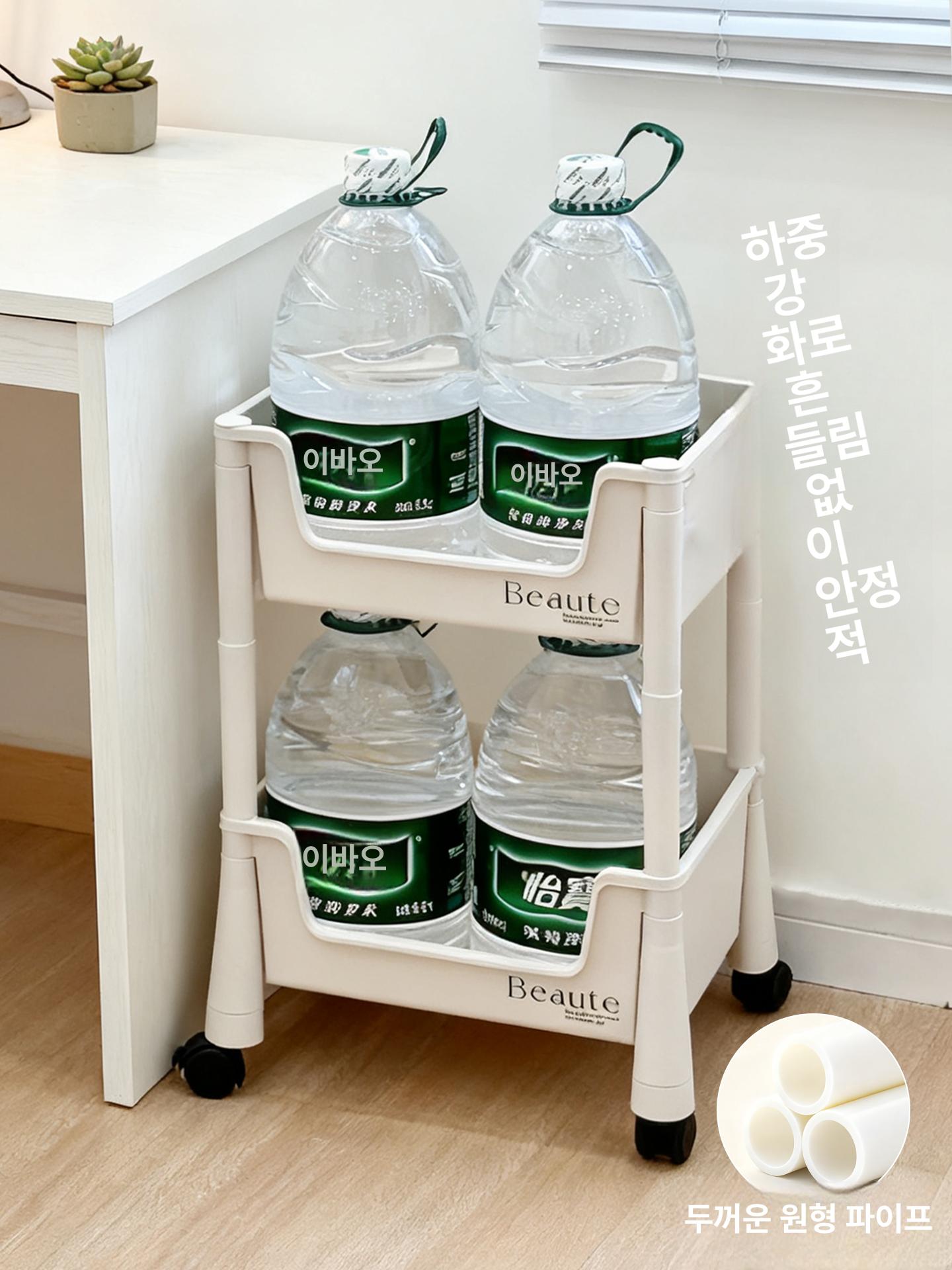 이동식 틈새 수납선반 바퀴달린 북카트 책꽂이 수납 바퀴 바퀴 2칸 후크 2개 2칸 1 x 1 - 상세 이미지 2