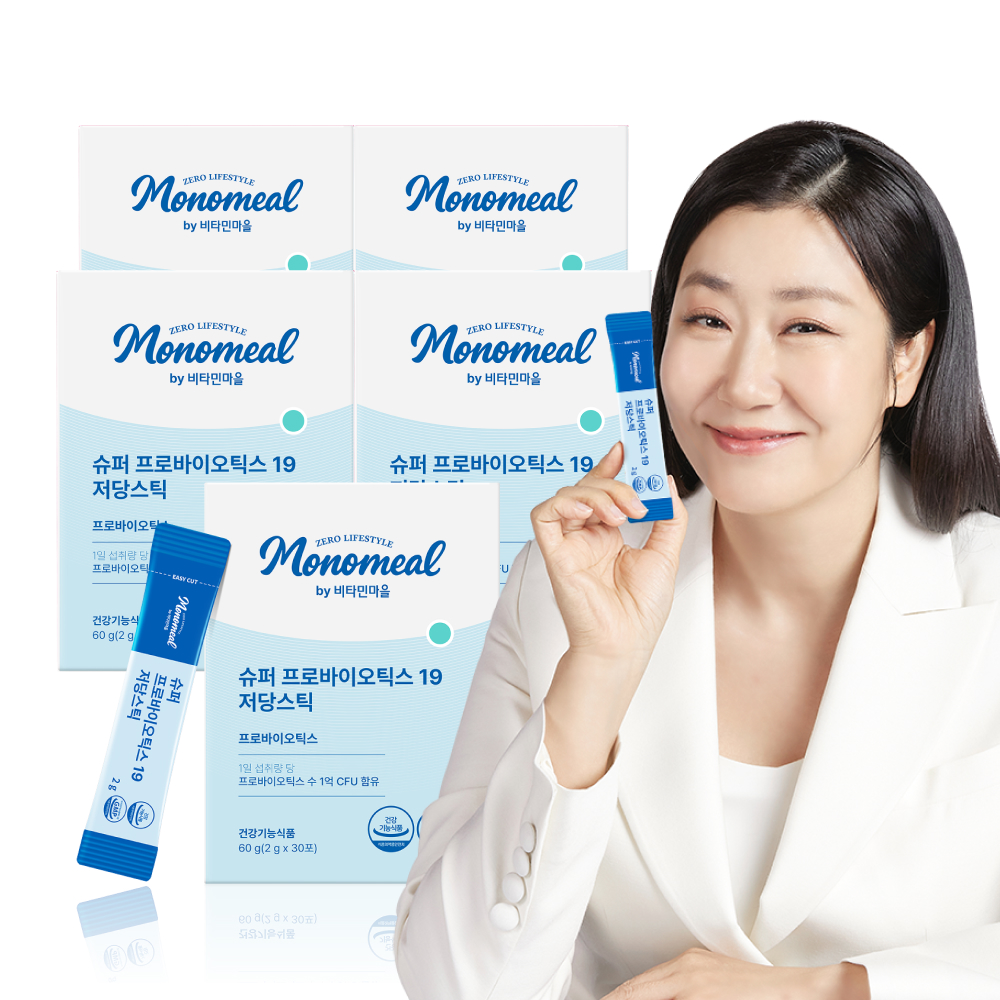 [5개월분] 비타민마을 모노밀 슈퍼 프로바이오틱스 19 저당스틱 유산균 30포, 5개 제품 이미지