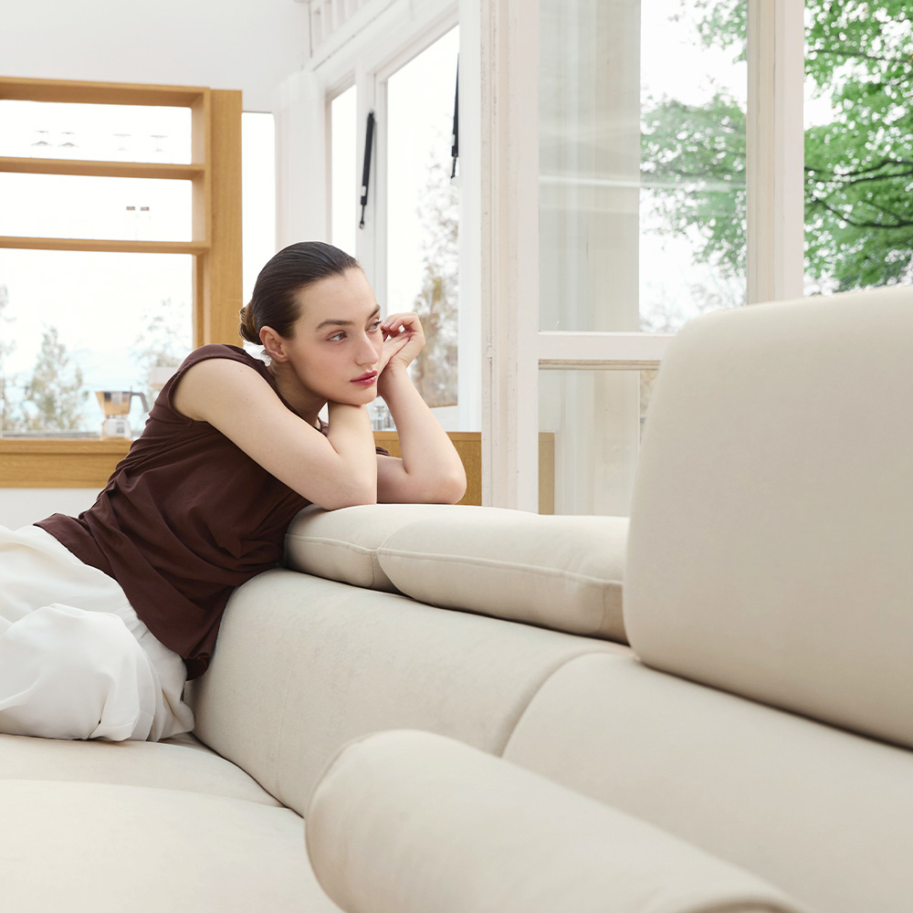 몬스터 아쿠아텍스 이지클린 거실 푹신한 신혼부부 넓은 패브릭 소파 스툴 Event, 오트밀 베이지, 4인용