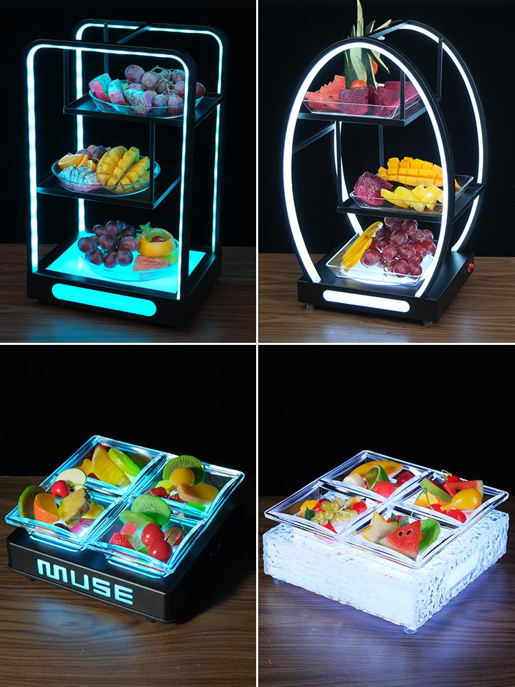 LED 플레이트 과일 호텔 접시 안주 스낵 클럽 바 철제 아트 달걀형 1단 화이트 - 상품 이미지