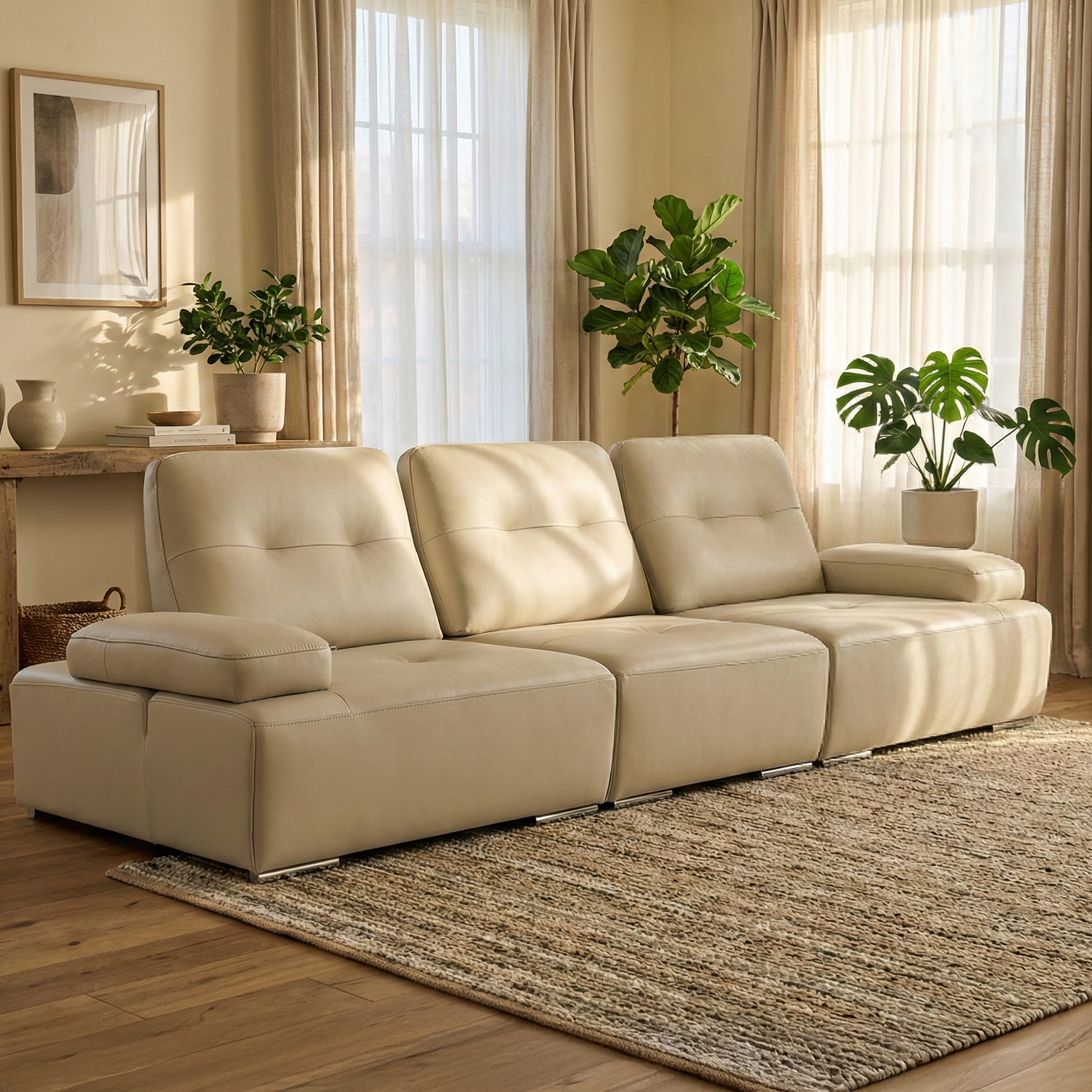 스윙 4인용 100% 전체 천연가죽 소파