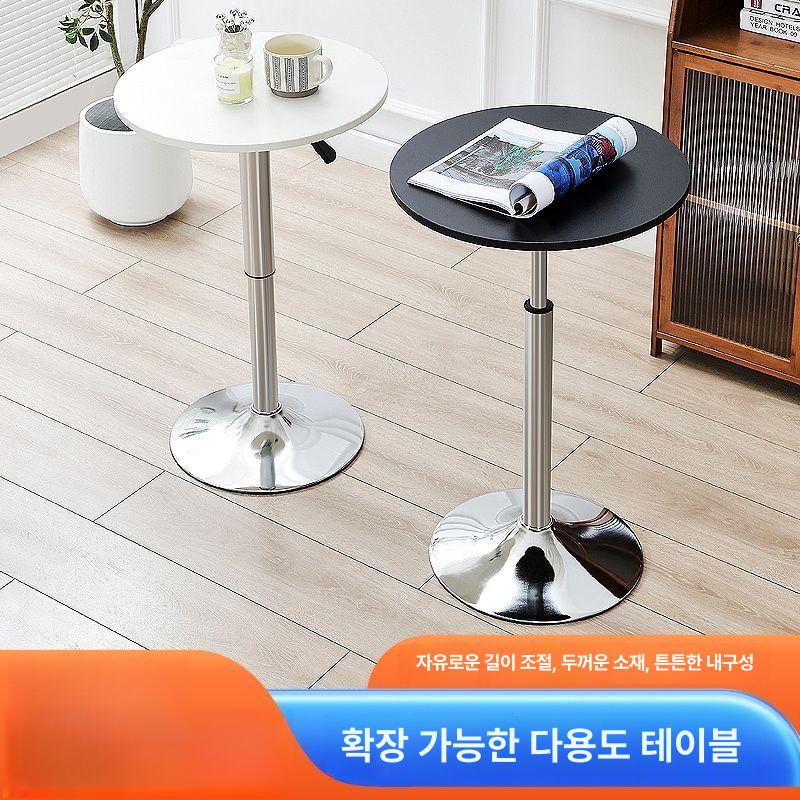 원형 티테이블 원룸 리프팅 탁자 홈카페 이동식 거실 블랙 50cm 원형 60-80cm - 상세 이미지 3