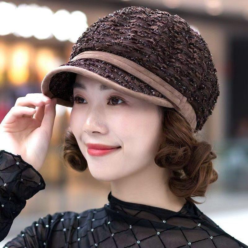 단발 가발 머리카락 달린 여성 항암 모자 일체형 블랙 모자-블랙브라운 가발 - 상세 이미지 4