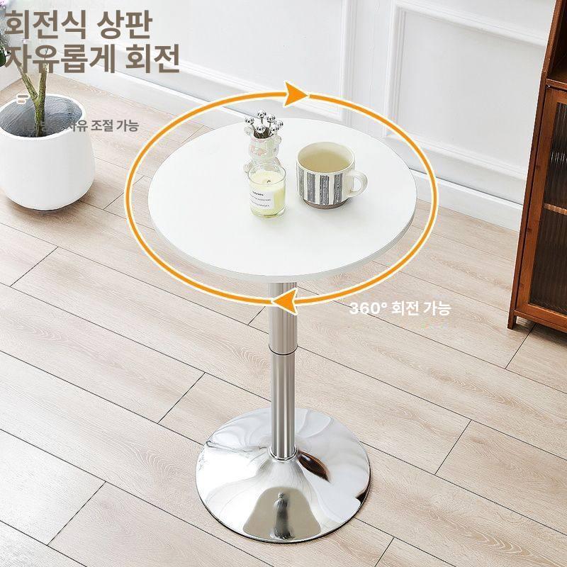 원형 티테이블 원룸 리프팅 탁자 홈카페 이동식 거실 블랙 50cm 원형 60-80cm - 상세 이미지 5