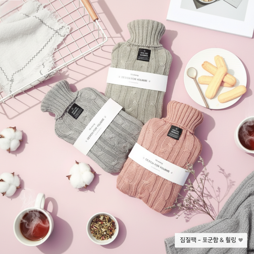 북유럽 감성 파스텔 보온 물주머니 겨울 캠핑 사무실 찜질팩 - 상품 이미지