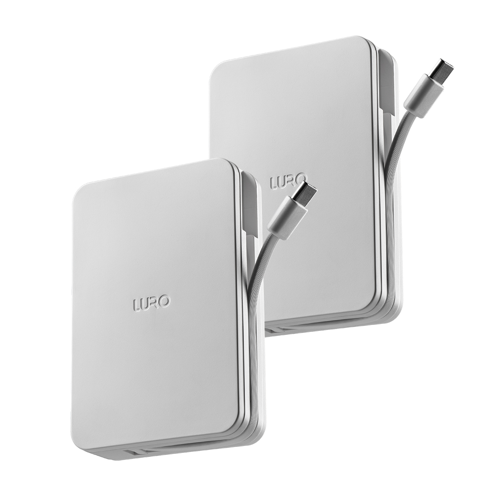 루로 기내반입 보조배터리 일체형 미니 고속 휴대용 여행용 10000mAh, 흰색 2개입 - 상품 이미지