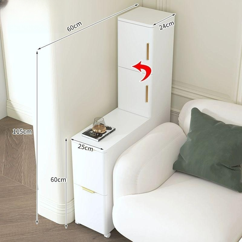 블루바구니 폭좁은수납장 미니 틈새 쇼파 틈새장 얇은 20 x 60x115 왼쪽문개폐 - 상세 이미지 4