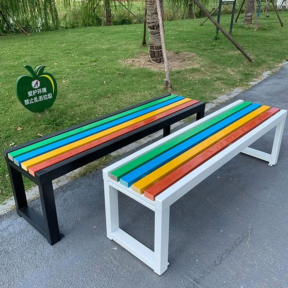 야외 나무 벤치 공원의자 원 A. 1m 길이 40cm 너비 45cm 높이의 안티 고정 목재 - 상품 이미지
