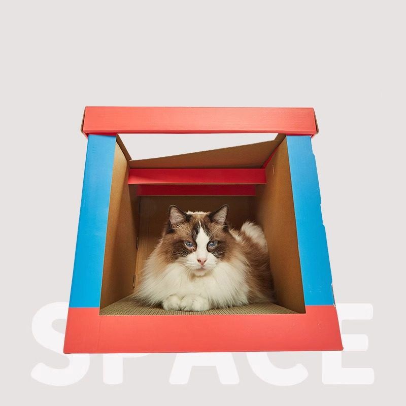 고양이 스크래처 하우스형 숨숨집 둥지 아지트 골판지 - 상세 이미지 2