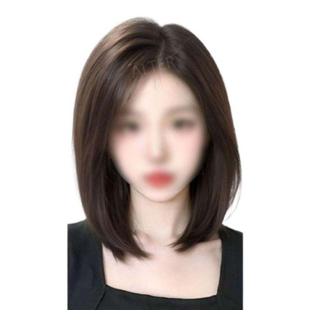 여자 정수리 인모 부분가발 가발 무테 자연스러운 인모가발 7x11 자연색 27cm - 상품 이미지