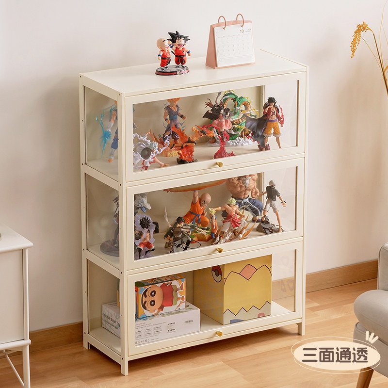 피규어 케이스 진열장 인테리어 먼지방지 덮개 열리는 방진 전시  밀크색 3단 60cm - 상세 이미지 3