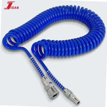 지산호스테크 코일에어호스 코일 에어호스 튜브 콤프레샤 타카 에어건 (청7.5M)