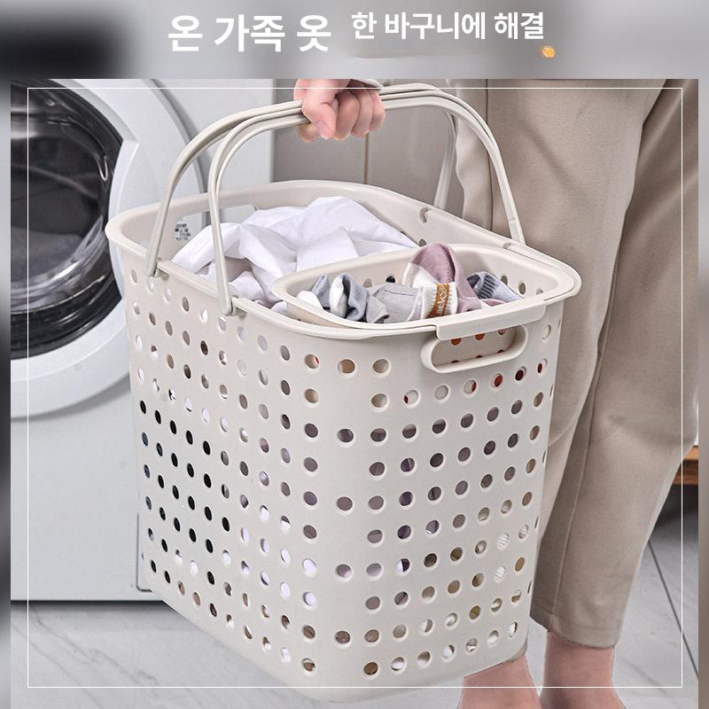 라탄 빨래 손잡이 소품 정리함 박스 라탄짜임 사각 뚜껑 무광 대형 그레이 - 상세 이미지 3