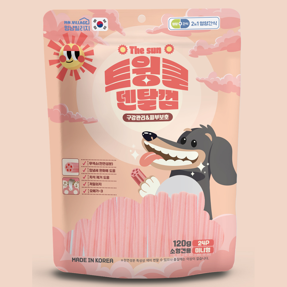 트윙클 강아지 덴탈츄 소프트 덴탈껌 가수분해 츄 개껌 피부 보호 미니형, 120g, 1개 - 상품 이미지