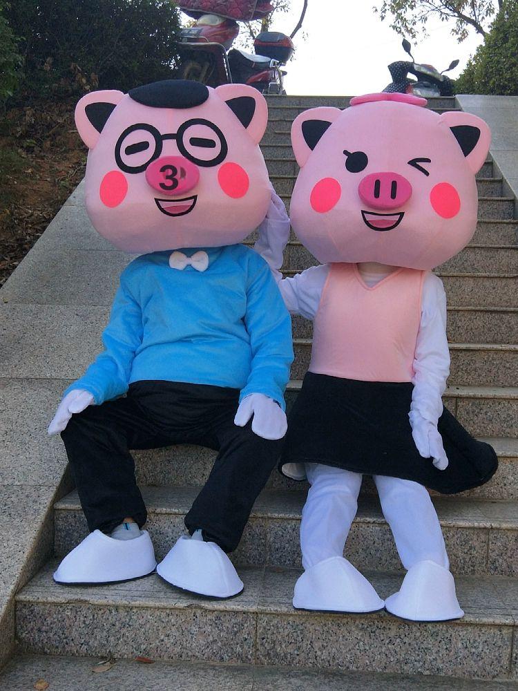 돼지 인형탈 코스프레 핑크 축제 의상 행사용 공연 핑크레드 150-174cm - 상세 이미지 2