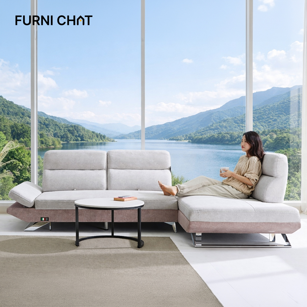 퍼니챗 아리아 조야 패브릭 이지클린 4인용 카우치소파 스윙소파