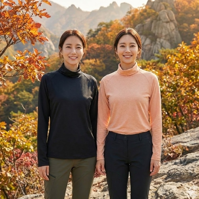 네파 여성 봄 간절기 가을 레깅스핏 하이넥 베이스 아웃도어 레이어 티셔츠 - 상세 이미지 2