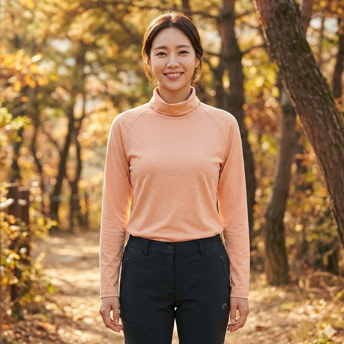 네파 여성 봄 간절기 가을 레깅스핏 하이넥 베이스 아웃도어 레이어 티셔츠 - 상품 이미지