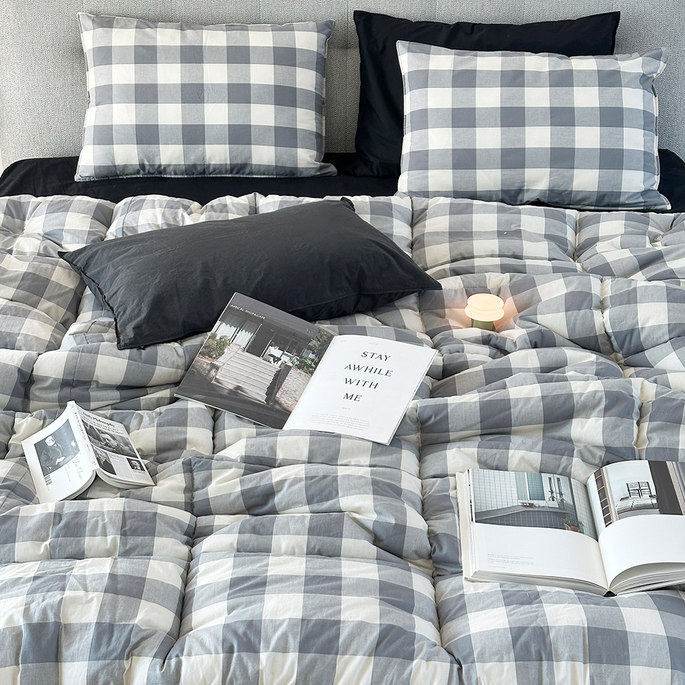 클래식 빅체크 워싱 광목 30수 순면 국내제작 사계절 항균 차렵이불 SS