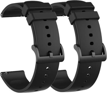 [해외]LiANCGJUE 2팩 방수 밴드 Amazfit Bip 3 Pro Watch Active/Gts 4 Mini/Gtr Mini/Bip 스마트워치용 소프트 실리콘 Black/B