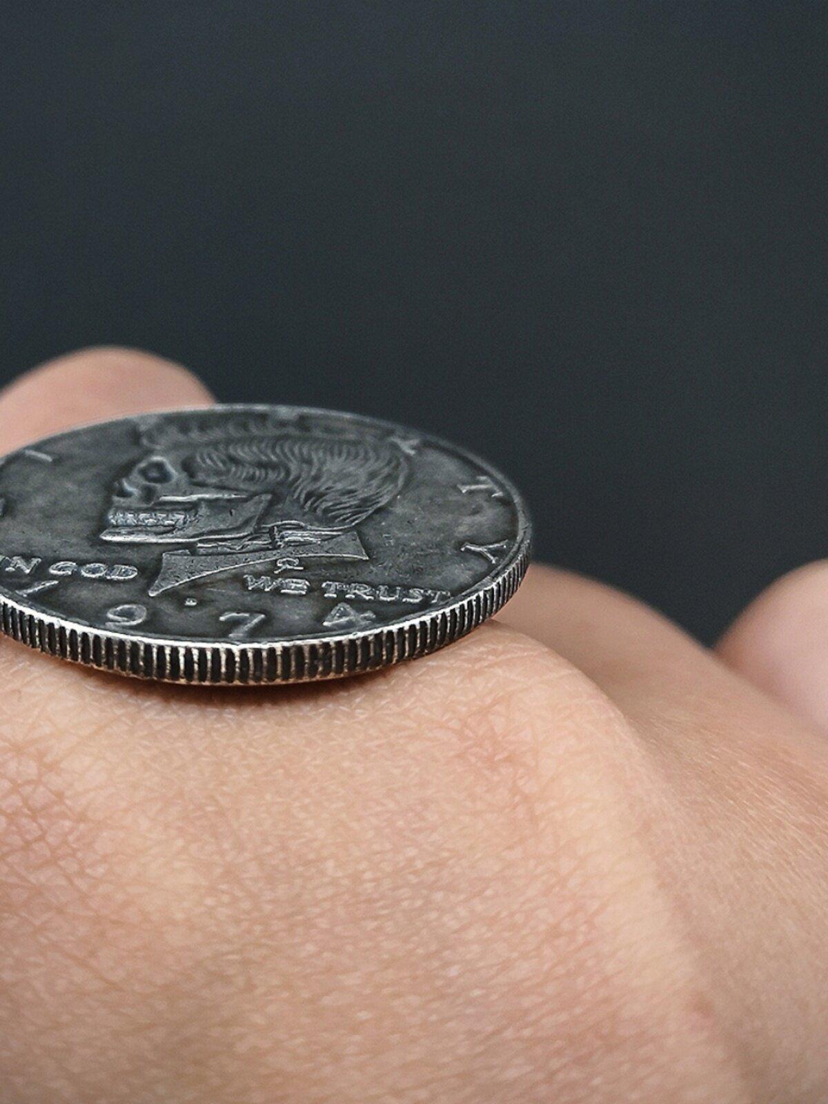 기념주화 켈빈 디자인 손가락 회전 장난감 동전 1974 켈리디시 빈티지 워싱 30mm - 상세 이미지 3