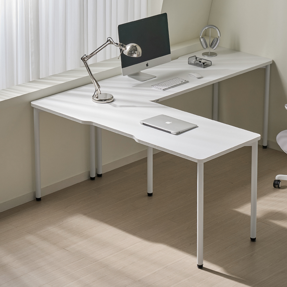 티에스퍼니처 두로 LPM 베이직 서재 데스크 1400x800mm, 화이트+사각/올화이트 - 상세 이미지 5