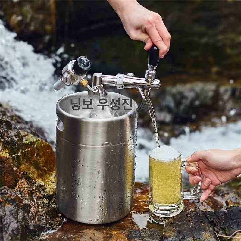 맥주 케그 스테인리스 거품기 단지 술통 미니 혼술 생통 3.6L 세트 수도꼭지고정 - 1 2단계 - 상세 이미지 2