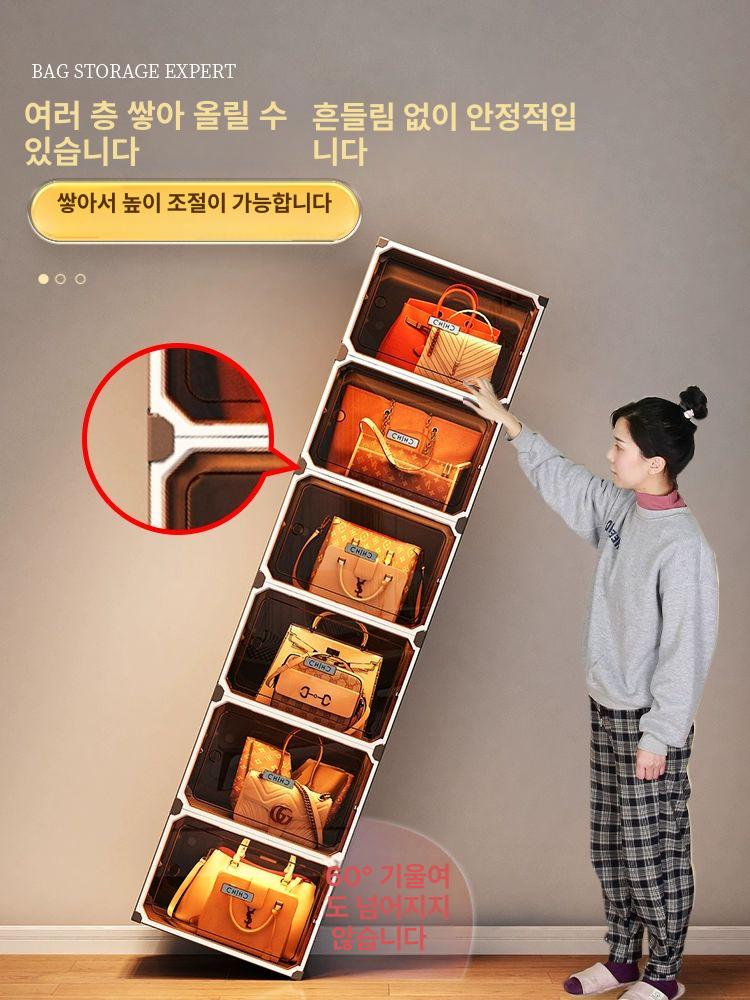 가방 진열장 투명 진열대 아크릴 명품백 수납 틈새 매장 6칸 그레이 - 상세 이미지 5