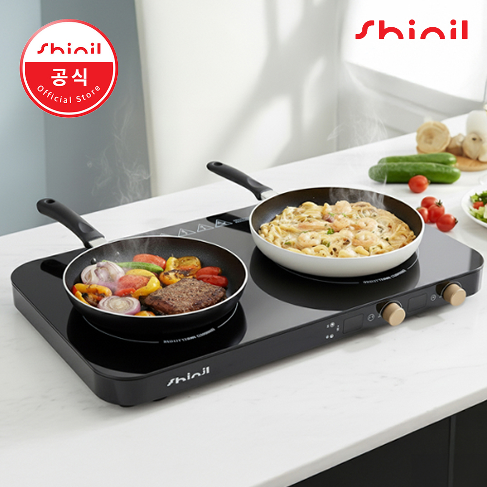 신일 2구 인덕션 전기 레인지 프리스탠딩 이동식 식탁용 휴대용 블랙 제품 이미지