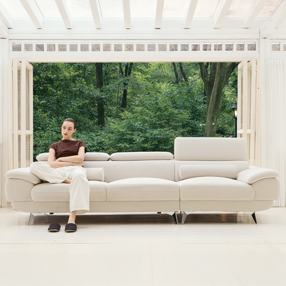 [BEST](쿠션선물)몬스터 아쿠아텍스 기능성 패브릭 이지클린 소파 스툴 Event+ㄷ자 다릿발, 아이보리, 4인용