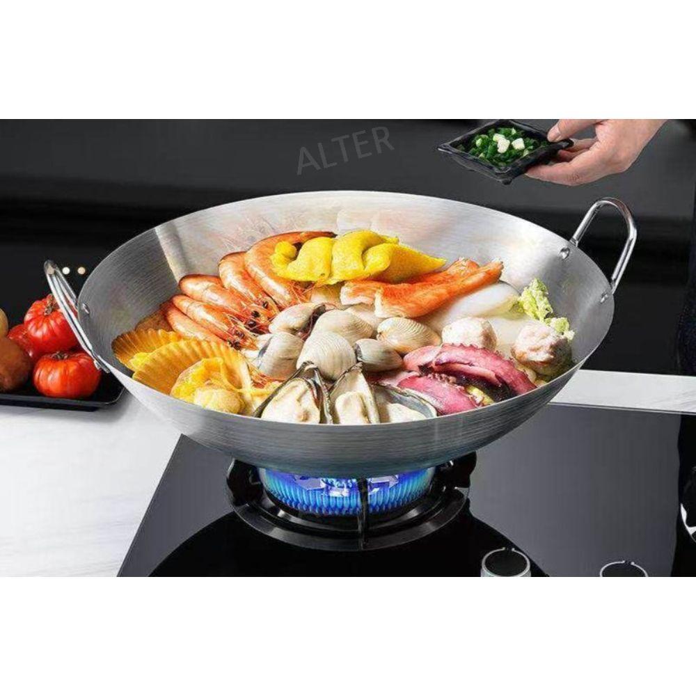 식당 업소용 중식 양손 냄비 스테인리스 상업용 튀김 대형 대형웍 시골 47cm 304 - 상세 이미지 3