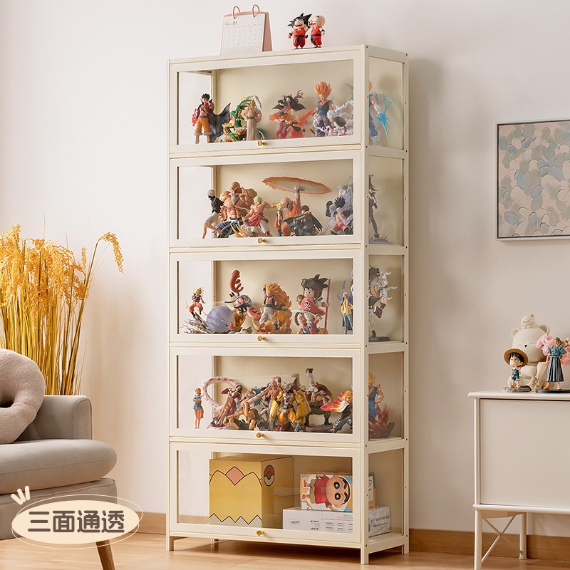 피규어 케이스 진열장 인테리어 먼지방지 덮개 열리는 방진 전시  밀크색 3단 60cm - 상세 이미지 2