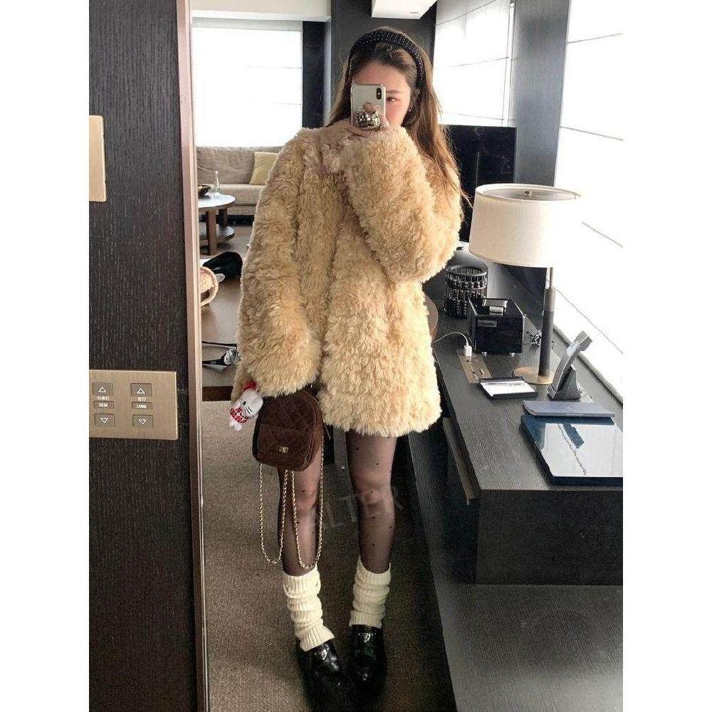 하이엔드 루즈핏 페이브 자켓 에코퍼 실용적인 패셔너블 다양한 트렌디 패션 쿠키 옐로우 S - 상세 이미지 3