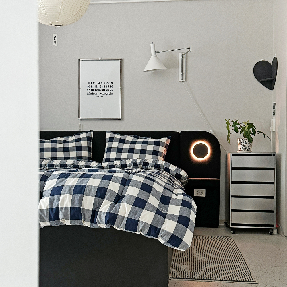 클래식 빅체크 워싱 광목 30수 순면 국내제작 사계절 항균 차렵이불 SS