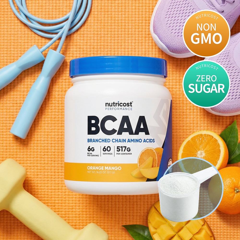 뉴트리코스트 대체당 함유 고함량 BCAA 6,000mg 60회분 오렌지 망고, 517g, 1개 - 상품 이미지