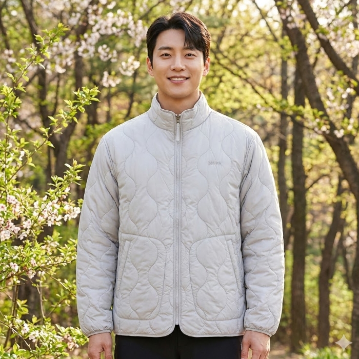 네파 남자 봄 간절기 아웃도어 블렌딩 경량패딩 등산자켓 - 상품 이미지