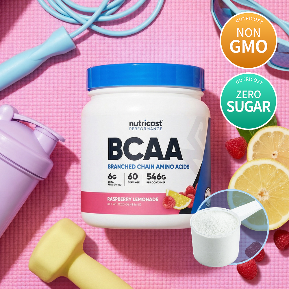 뉴트리코스트 대체당 함유 고함량 BCAA 6,000mg 60회분 라즈베리 레몬에이드, 546g, 1개 - 상품 이미지