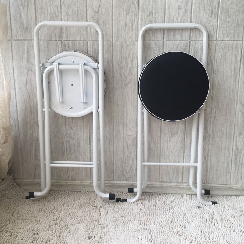 접이식 홈바 높은의자 스툴 키높이 아일랜드식탁 블랙 70cm 등받이 철제프레임 튼튼한 - 상세 이미지 5