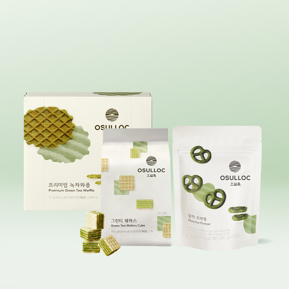 [본사직영]오설록 티푸드 3종 묶음(프레첼&그린티웨하스&와플) 제품 이미지