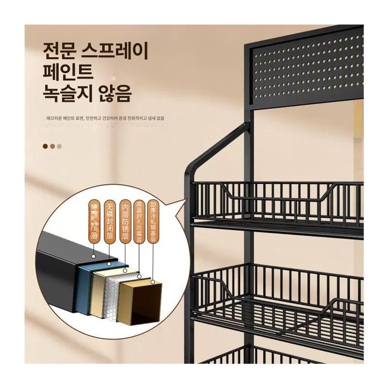 과자 이동식 접이식 팬트리 진열장 행사 편의점 매대 3칸 화이트 후크 포함 - 상세 이미지 3