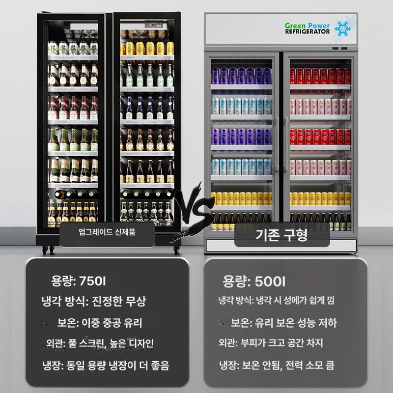 업소용 선반 음료 쇼케이스 주류 카페용 편의점 제과 고급실크스크린 이중문 1000 600x1830 - 상세 이미지 4