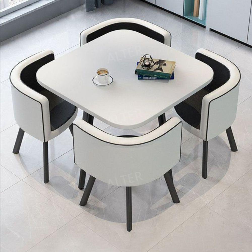 원탁 테이블 세트 사무실 학원 책상 탁자 리셉션 원형 원목색 테이블+오렌지 의자 - 상세 이미지 2