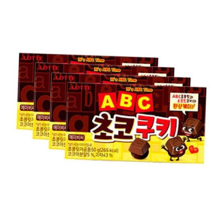어린이집간식 ABC 초코 쿠키 과자 간식 모음 안주 50g 4개