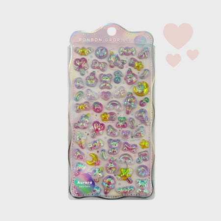 디스톤유니버스 3D입체 홀로그램 캐리어데코스티커 알록달록스티커