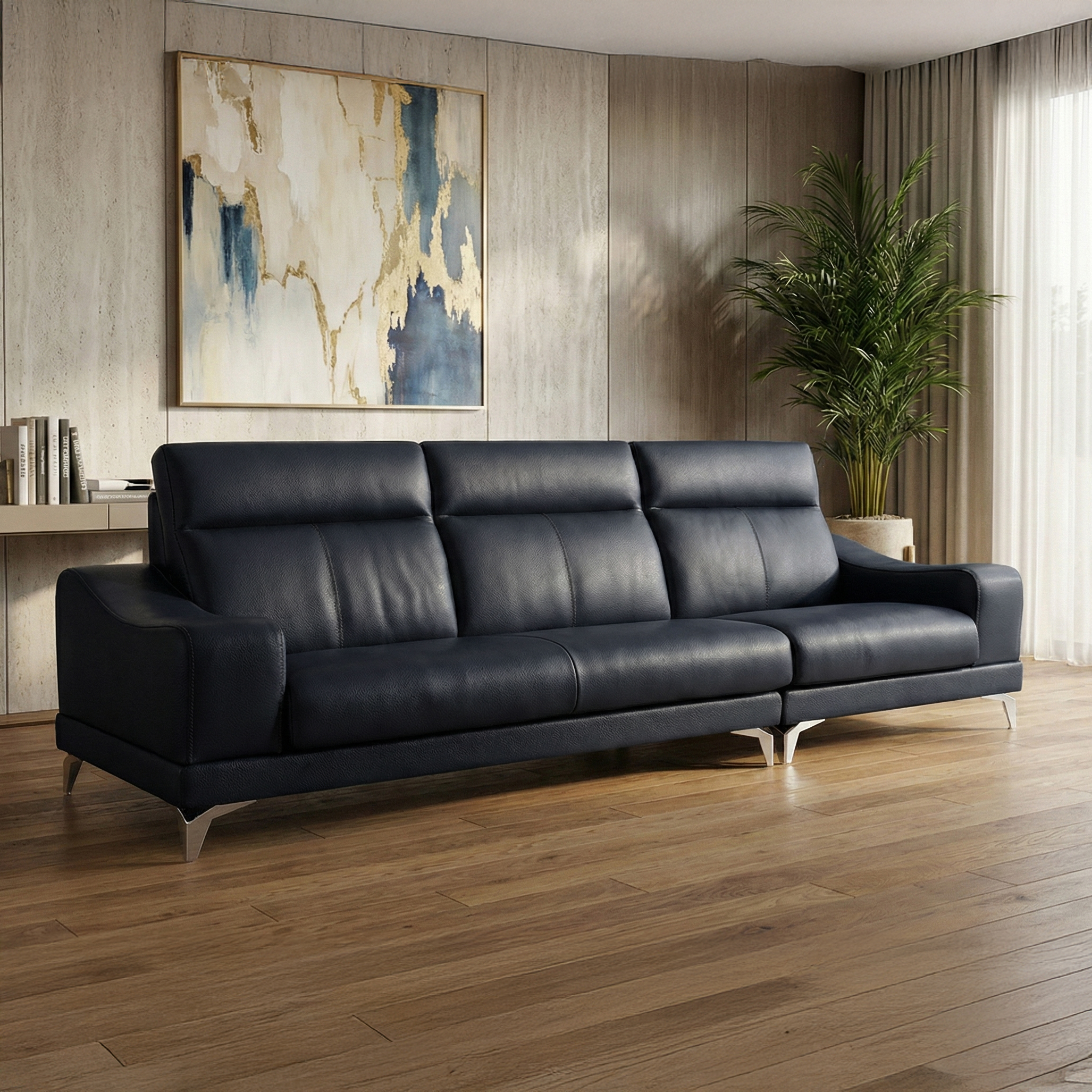 루크 4인용 소파 풀그레인 탑그레인 전체 천연가죽 통가죽 폭좁은 등높은 좁은 거실 쇼파