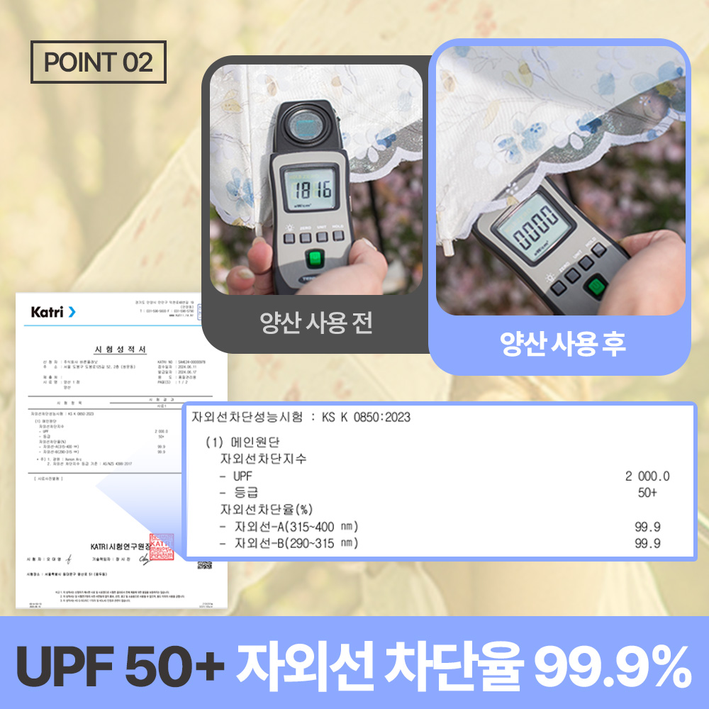 앙피앙 자외선차단 꽃무늬 레이스 암막 양산 이미지 6