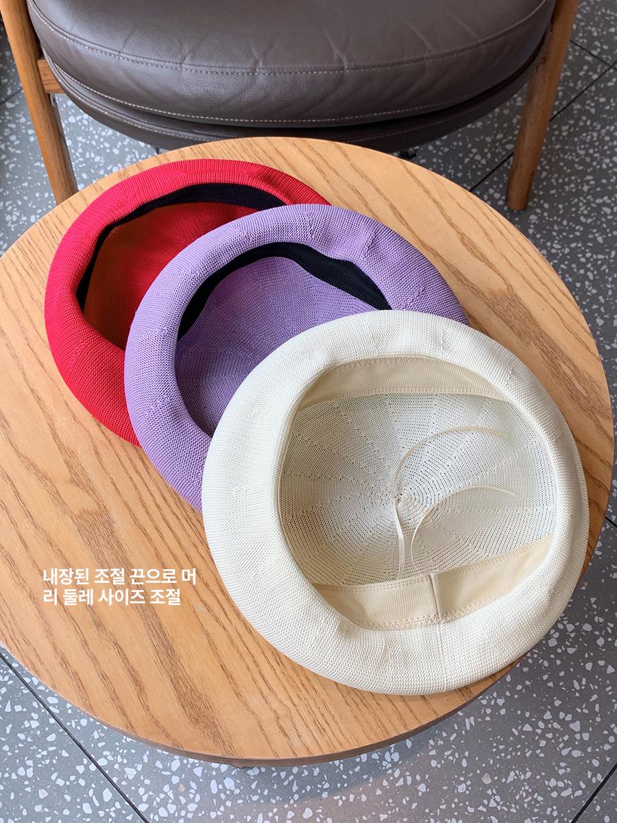 니트 빵모자 스타일 여성 데일리 퍼플 통기성 화가스타일 애프리콧 55-59cm 조절 가능 - 상세 이미지 3