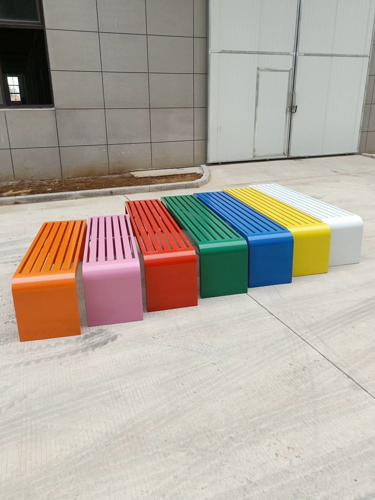컬러풀 철제 벤치 웨이팅 소파 의자 야외 테라스 학교 오렌지길이 120너비40높이45 - 상세 이미지 5