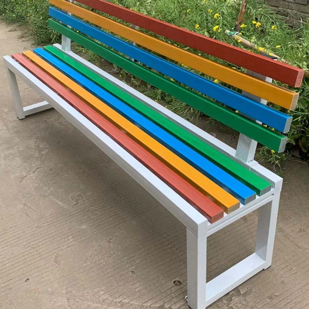 야외 나무 벤치 공원의자 원 A. 1m 길이 40cm 너비 45cm 높이의 안티 고정 목재 - 상세 이미지 3