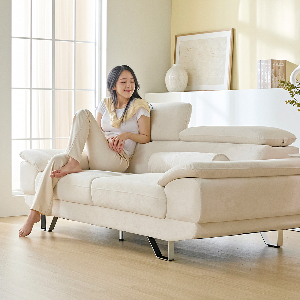 몬스터 아쿠아텍스 이지클린 거실 푹신한 신혼부부 넓은 패브릭 소파 스툴 Event, 오트밀 베이지, 3인용